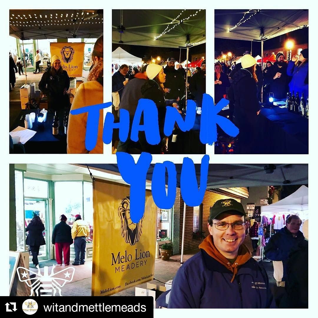 Thank you Smithfield for a real good time! We enjoyed meeting each of you &amp; hope you enjoyed your #mead experience. Market-goers were able to try 7 of our @melolionmead &amp; <a href="/WitnMettleMeads/">Wit & Mettle Meads</a> products, 2 of which aren’t offered in stores. See you next year!
#HappyHolidays