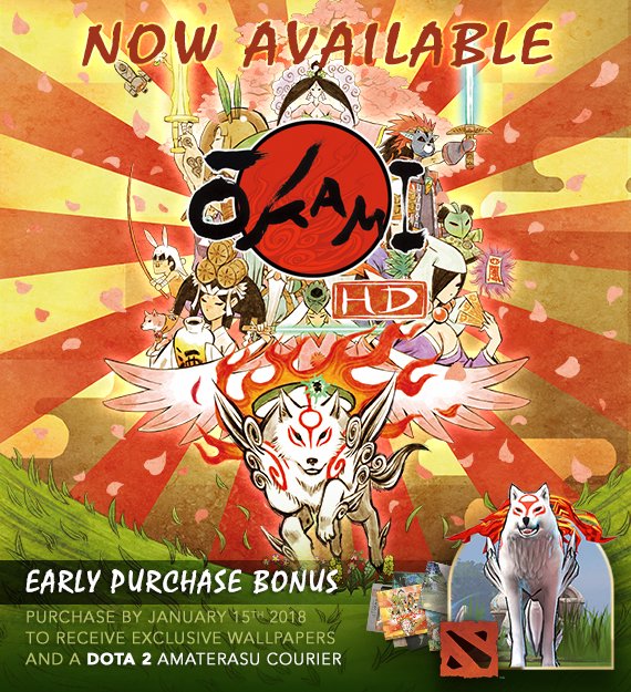 Dota 2 The Amaterasu Dota 2 Courier Is Now Available With Any Purchase Of Okami Hd On Steam Before January 15 18
