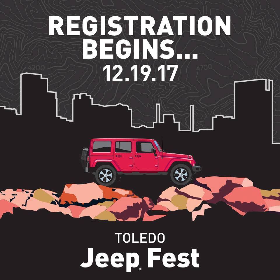 Registration for the 2018 Toledo Ohio #JeepFest? 

It begins now!!
Ready. Set. 
Go to - toledojeepfest.com/participatereg….