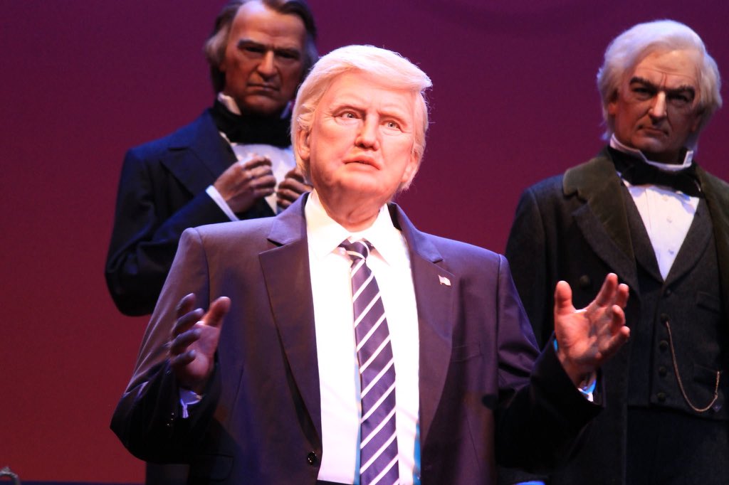 Scotty_Kess's tweet photo. Disney: All right, start making that animatronic. Thereโs no way Hillary will lose.
*Trump Wins*
Designer: welp, guess Iโll start from scratch to make a Trump.
Disney: Naw, just clean up the Hillary one. No one will notice
#Trillary #wtf #WhoLetThisHappen https://t.co/JqscEgYPKv