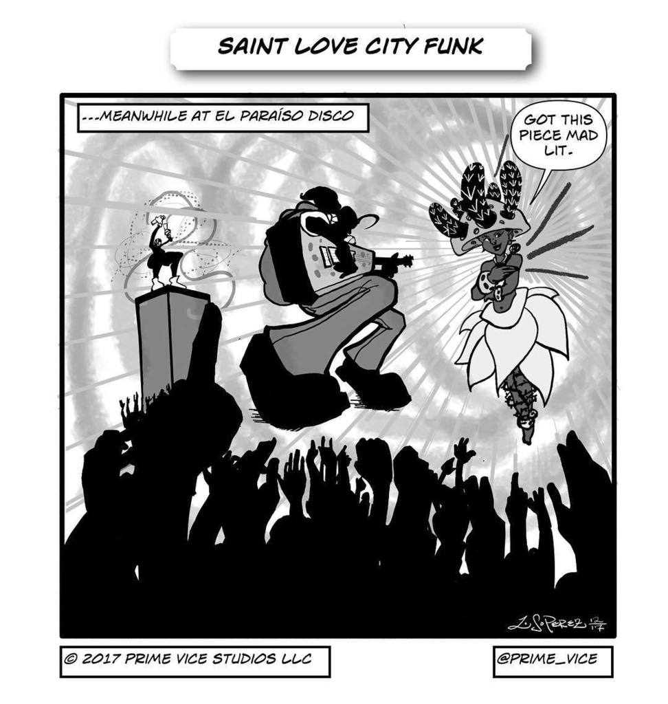 prime_vice's tweet photo. Santos &amp; Damiana bringing down the house at El Paraiso. By @loscomic Created on @comicdrawapp #comicdraw #startyourcomictoday #primevice #primevicecomics #saintlovecityfunk #slcfunk #santoslacruz #damiana #damianathepricklypixie https://t.co/GpuB8bl7uM https://t.co/5fqMx51mJI