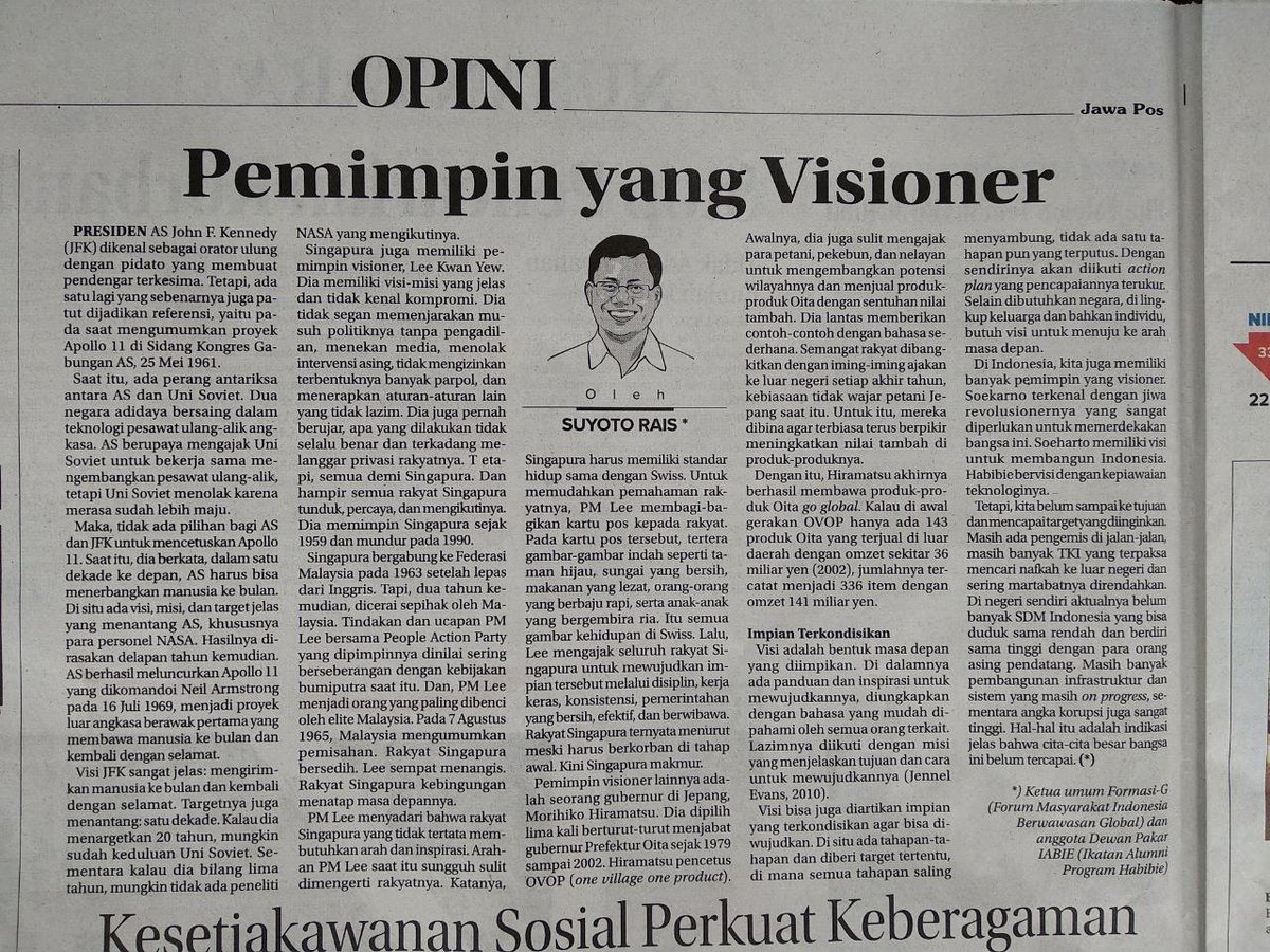 PaytrenFreedom's tweet photo. Tulisan menarik di jawa pos hari ini. Apa Visi Anda untuk keluarga Anda 5 -10 tahun ke depan? Visi butuh waktu untuk pencapaiannya. Jika tahun depan sudah ingin menikmati, itu bukan Visi namanya. https://t.co/x1ab5Do3KE