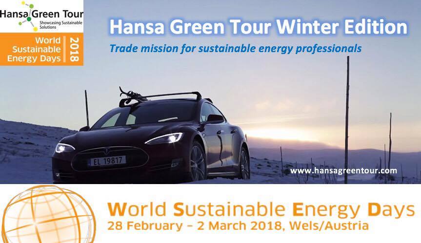 Hansa Green Tour organiseert #handelsmissie voor duurzame energieprofessionals naar World Sustainable Energy Days in Oostenrijk. Grootste #duurzame #energie evenement van Europa
Stap in en ga van 28 februari - 2 maart ook mee! Meld je aan >>
hansagreentour.com/nl/calendar/ha…