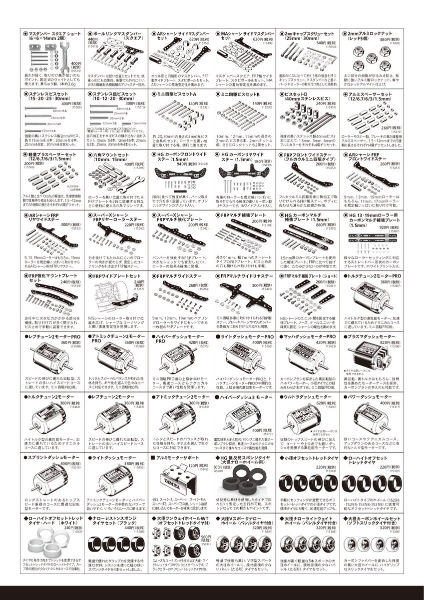ミニ四駆TIPS】 『ミニ四駆パーツカタログ＆パーツマッチングリスト