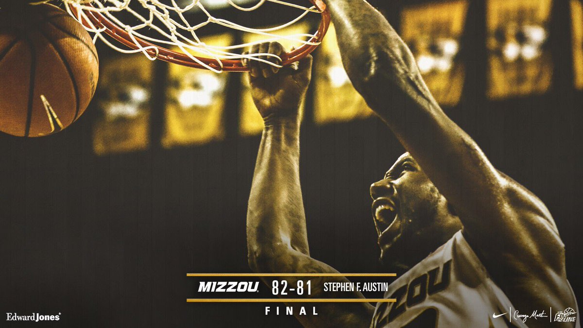 FINAL! 

#Mizzou 82, Stephen F. Austin 81

Time for #BragginRights! 

#MIZ 🐯🏀