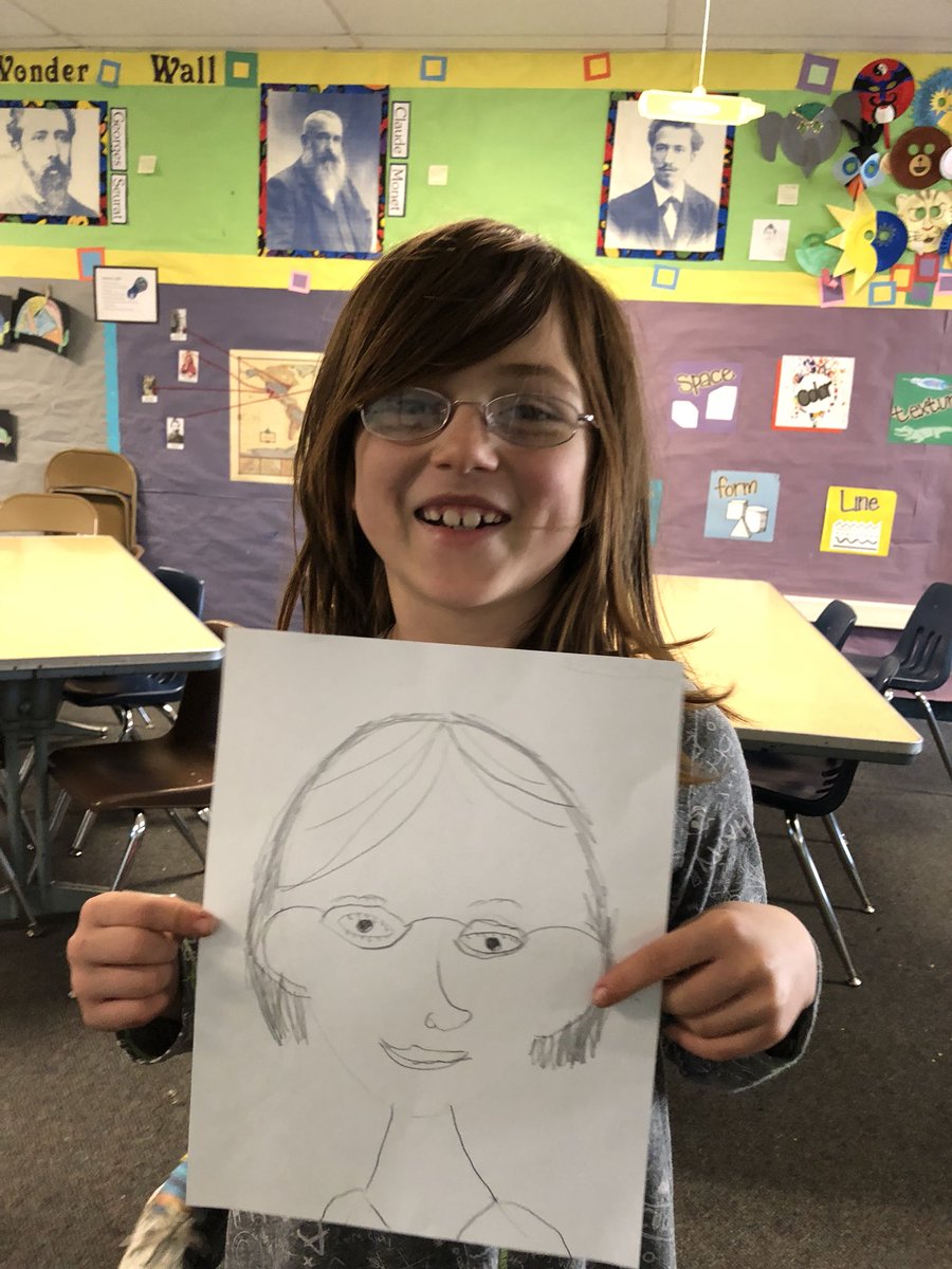 kellybanger's tweet photo. Self portraits by first graders continued.... @ADES_SMUSD @MrsEmFelix #selfportrait https://t.co/4RWrV5y5t0