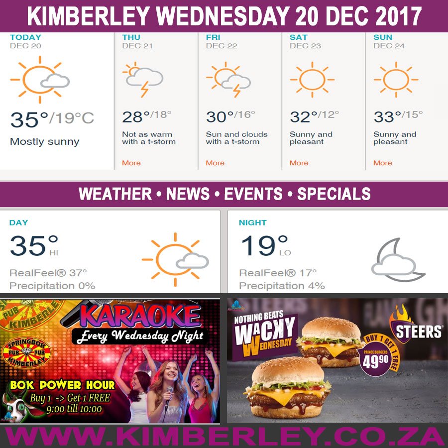 KbyPortal's tweet photo. KimberleyToday, Wednesday 20/12/2017-🗓#KimberleyToday, Wednesday 20/12/2017
☀ The weather forecast for today is; Mostly sunny with patchy clouds...-https://t.co/0ZgGSGx6yk https://t.co/RyBSxFXeX7