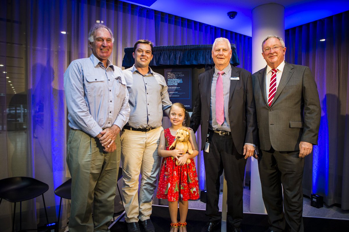 MedtronicANZ's tweet photo. Proud med-device recipients Geoff, Gareth &amp; Shiloh oversee the opening of our HQ in ANZ this week with @JamieStanistree and @bradhazzard #FurtherTogether #Medtronic https://t.co/14bAzIms43