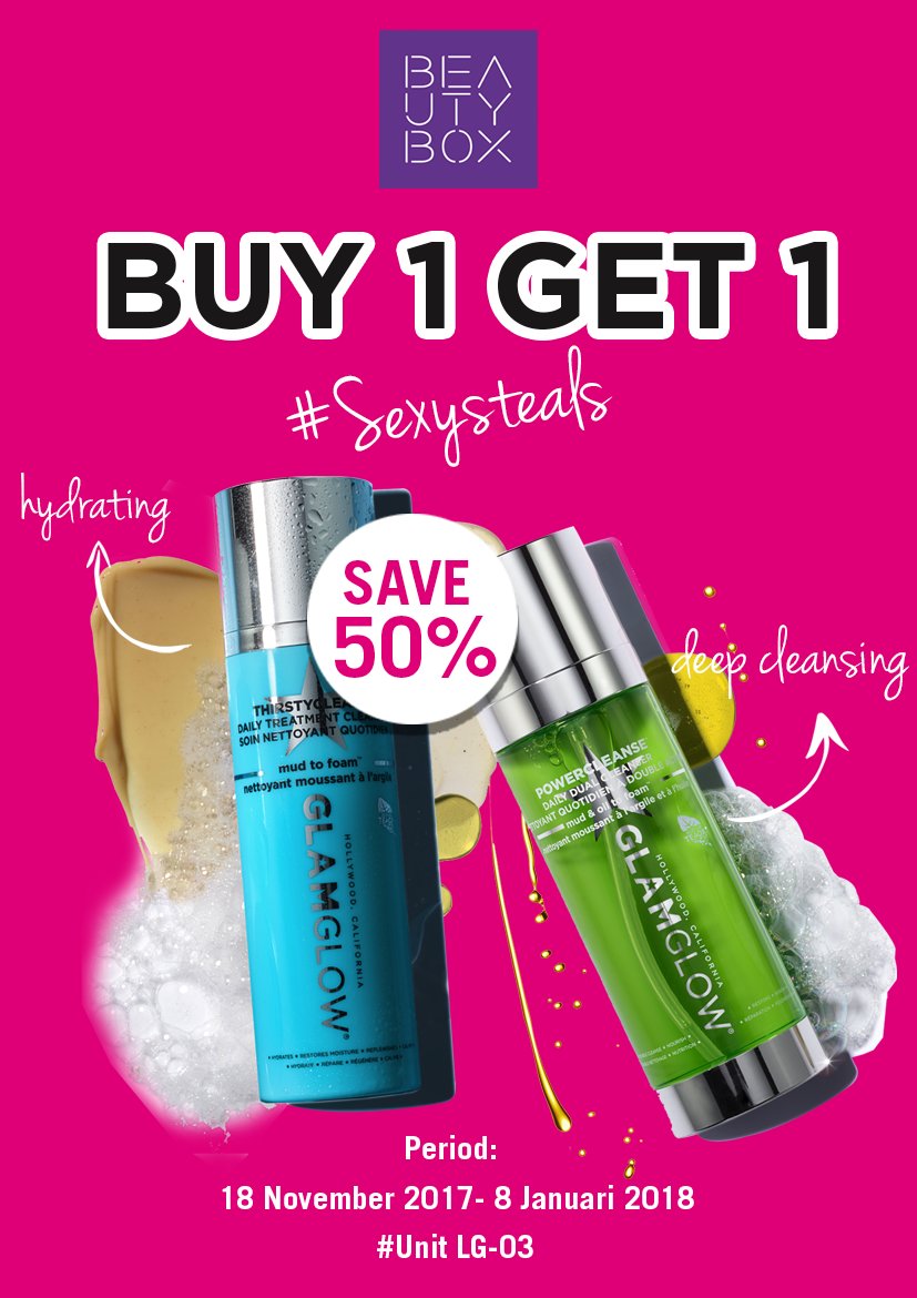 grandindo's tweet photo. #HELLOSEXY !!
There is a special offer for lovers #glamglow
BUY 1 GET 1 for #Thristycleanse + #PowerCleanse that applies in all Beautybox store.
Don't miss out this promotion because stock is limited!
Happy Long Holiday https://t.co/O0Ui9PN7Aj