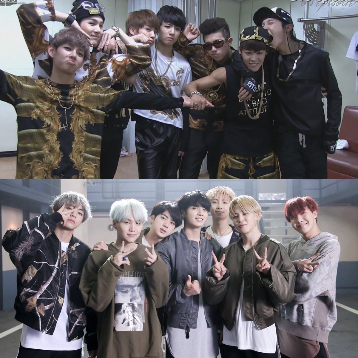 danielleskates's tweet photo. BTS 4 years apart, same order https://t.co/xFC7pGS6ED