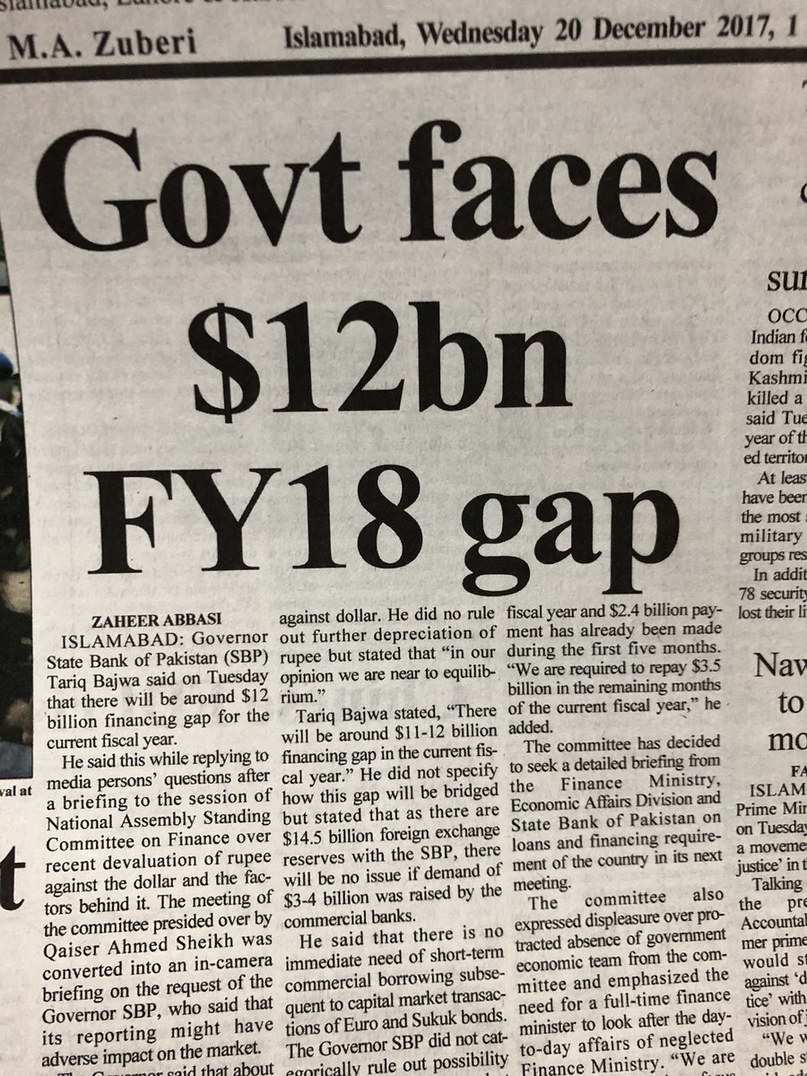 arsched's tweet photo. Another step closer to push #Pakistan into economic bankruptcy. 
The 5th Generation war! 
Actors from within ensuring economic meltdown of the state. 
How to bridge $12 billion financing gap? 
Rupee devaluation continues... https://t.co/kjsSO7zWAx