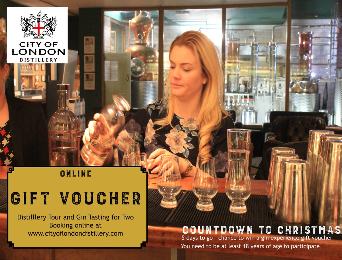COLDistillery's tweet image. #CountDownToChristmas 5 days to go….ReTweet &amp;amp; Follow (need to do both) today to #win a gin experience to @COLDistillery for the chance to win an online gift voucher for a distillery tour &amp;amp; gin tasting for 2 people #gift-voucher cold.london