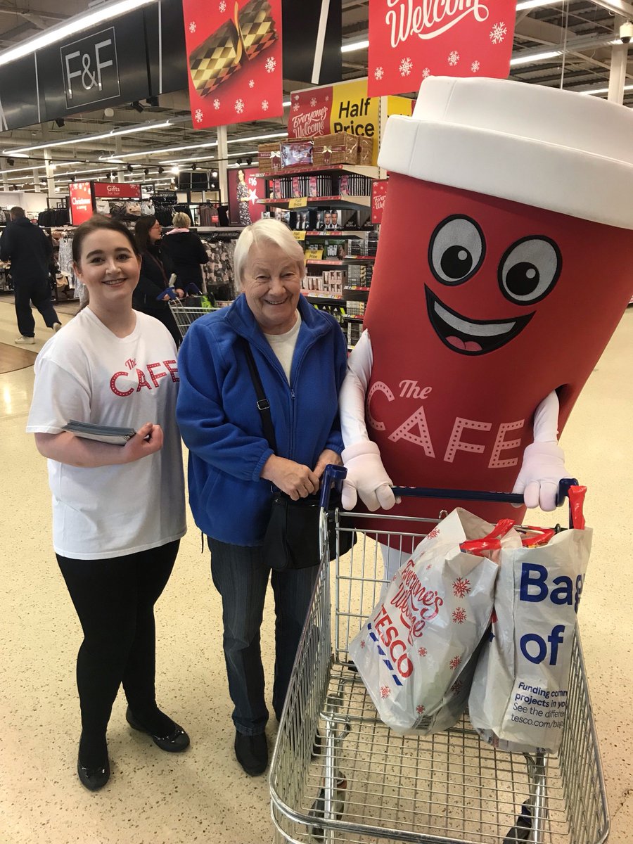 TescoCafe's tweet photo. Our mascot was at the @tesco Cafe in #Shettleston last weekend, it was great to meet you all! If you received one of our coupons make sure you pop in to claim your free hot drink to help warm you up on these cold days https://t.co/dCixp98f4C