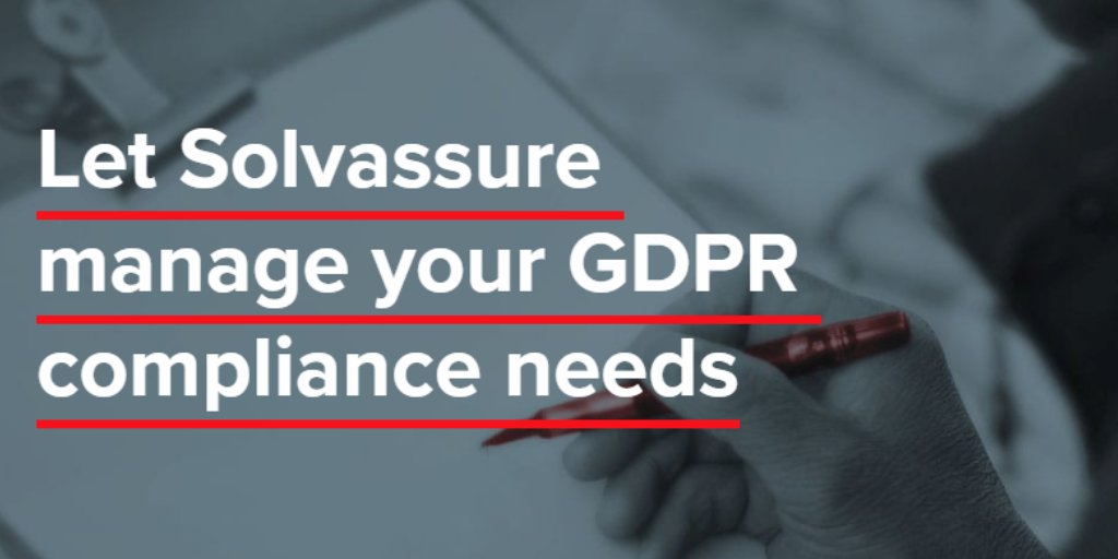 Solvassure's tweet photo. Is your organisation ready for the new European #GDPR rules coming into force next year? See how @Solvassure can help your organisation stay compliant. Visit https://t.co/nZDxYLgwLF for a FREE demo. #RegTech https://t.co/6L91FxVOJy