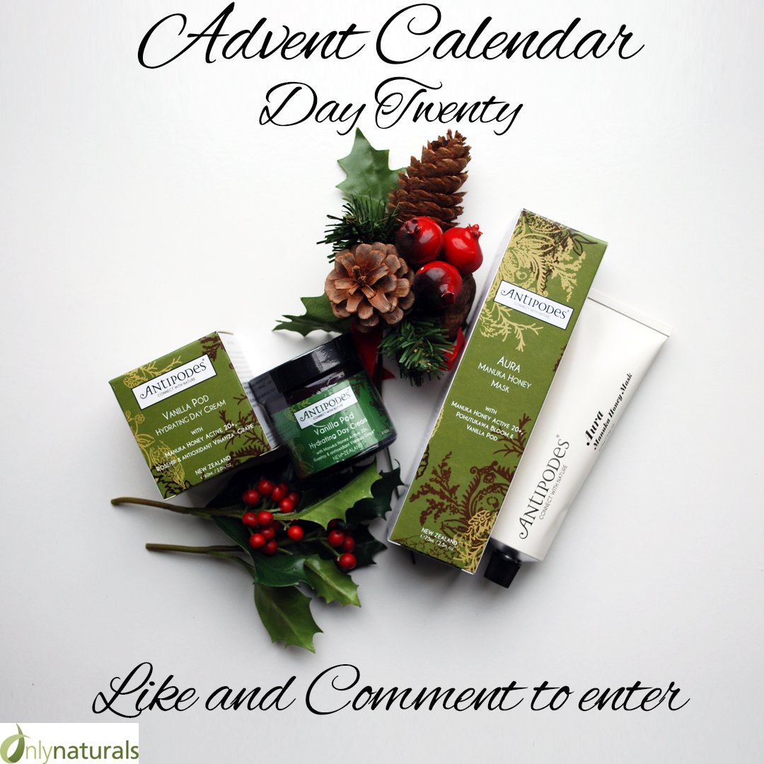 Advent Calendar Day 20 - Win an Antipodes Aura Manuka Mask and Vanilla Pod Day Cream Bundle. You can enter on our Facebook or Instagram pages, or both to double your chances! instagram.com/onlynaturalsuk/ facebook.com/onlynaturals/ #organicbeauty #naturalbeauty #advent #christmas