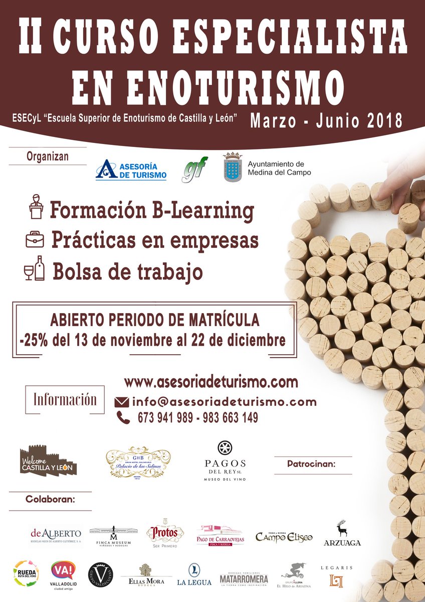 JorgeFebrero_'s tweet photo. #BuenosDias, tres últimos días de matricula reducida en https://t.co/aAMzhoOq3e para #EspecialistaEnEnoturismo ,@AyuntamientoMDC ,@AsesoriaTurismo @welcomecyl te lo recomienda. https://t.co/QuU1jmRIyE