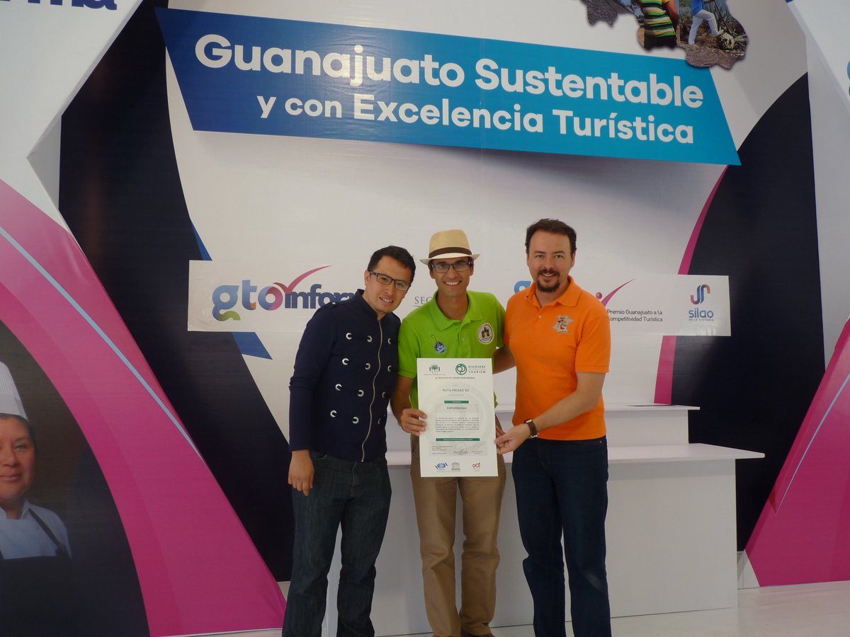 RutaPiCaSo's tweet photo. @RutaPiCaSo recibe certificación internacional de turismo sustentable @BiosphereRTI de @miguelmarquezm , Gobernador del Edo de Gto y de su Secretario de @GtoTurismo @ferolivera09 https://t.co/lBYleQj4a2