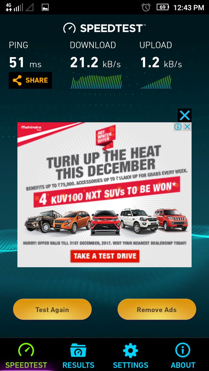 sathis_Mani's tweet photo. @VodafoneIN Now got 21kb/s, this is the 4g speed u r providing to customers https://t.co/XV1Oj68uxR