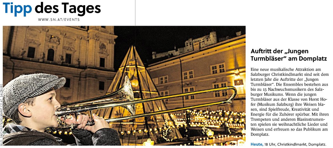 prbuero's tweet photo. Die 'Jungen Turmbläser' des Salzburger Christkindlmarktes haben heute ihren großen Auftritt #salzburg #advent #musikum #christkindlmarkt #sn https://t.co/mWTgyKvkBJ