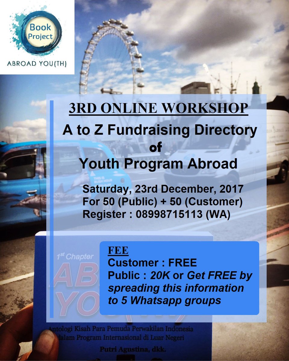 abroadyouthid's tweet photo. Bagaimana caranya mencari dana untuk ikut program kepemudaan ke luar negeri? Yuk ikut diskusi pekan ini di sini. Hubungi Whatsapp 08998715113 untuk pendaftaran #abroadyouthid https://t.co/HaFyaWGpHv