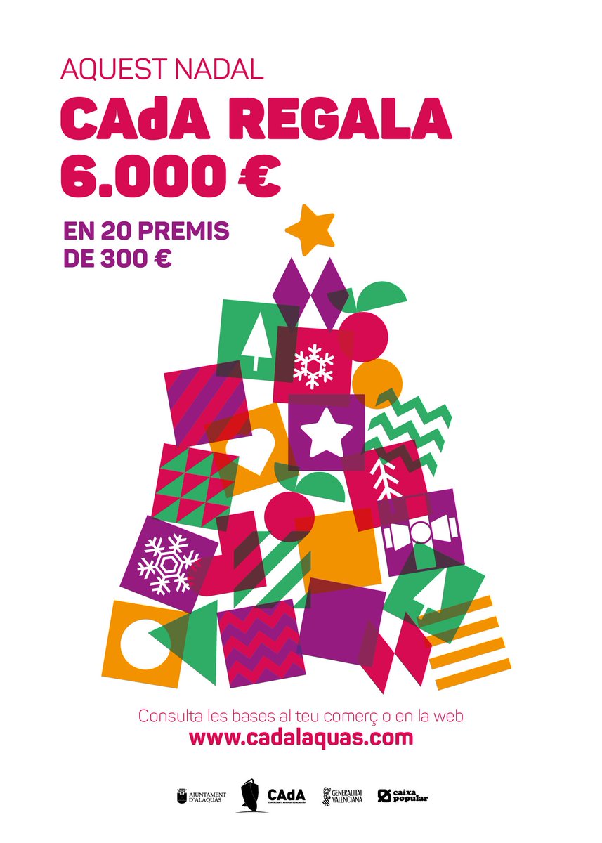 CadaAlaquas's tweet photo. Nuestra campaña de Navidad continúa asta el 5 de enero. Participa comprando en los comercios de @CadaAlaquas y consigue tu cupón.
+info: https://t.co/kPkouYdIMM
#compraenCAdA #sorteo #sorteonavidad #somCAdA #alaquas #sorteoCAdA https://t.co/FrDvGcbwbN