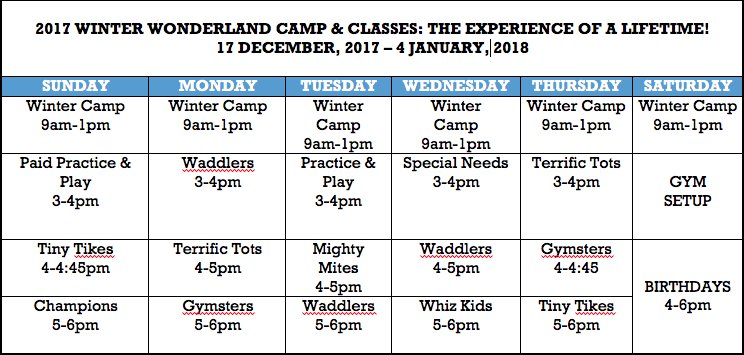 MyGym_UAE's tweet photo. Winter camp and session schedule. Sign up now to enjoy our popular winter camp with pay-by-day options and multi-day discounts! Call 04.394.3962 (Al Wasl) or 04.347.1018 (Al Barsha) to book. https://t.co/WKvZQkJ5zQ