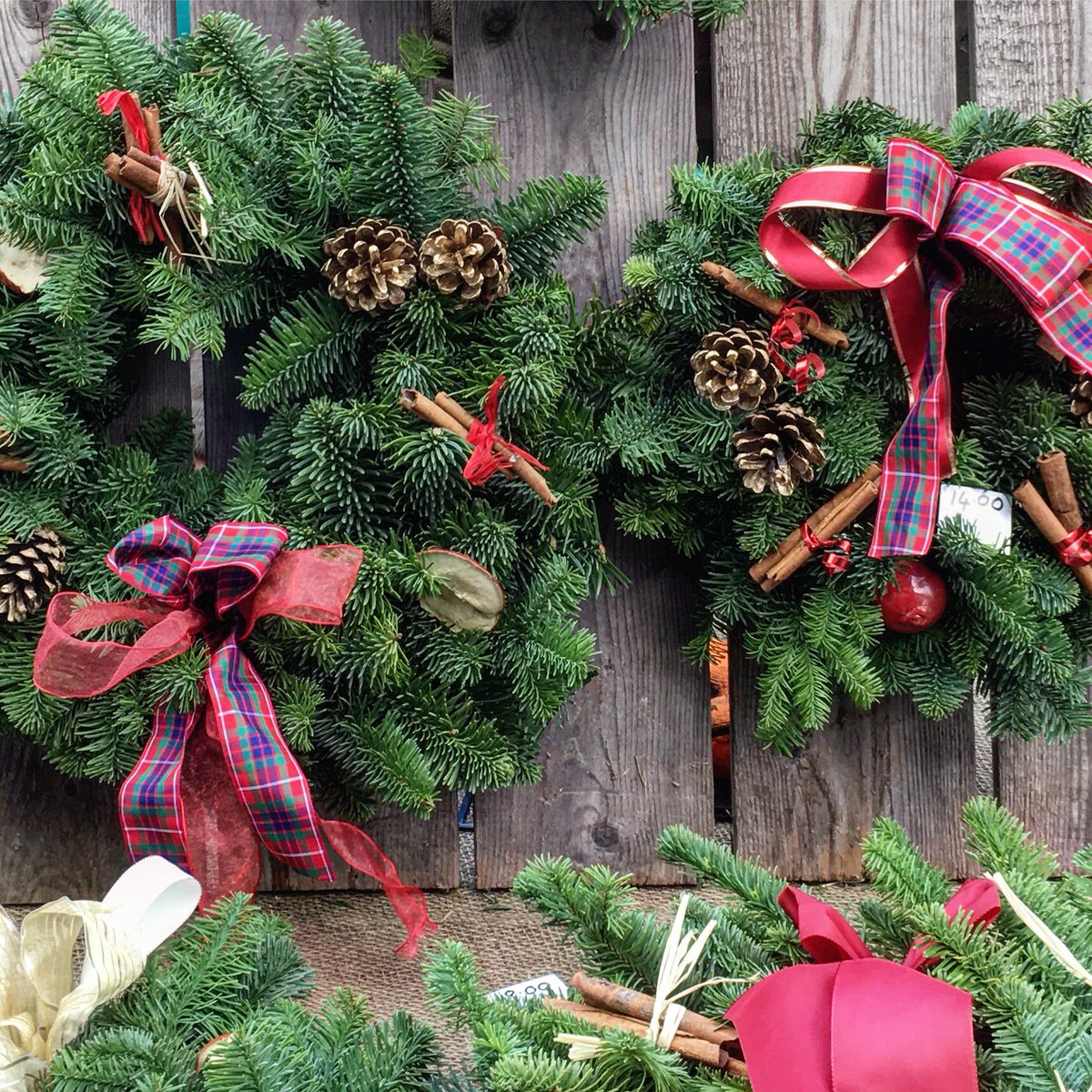 HayMarketsLtd's tweet photo. First impressions count apparently, so make sure you &amp; your front door make a good one with a beautiful handmade Christmas wreath. Find at #SlateHouseNursery by the #hayclocktower or from #floraandrose in the square #christmasessentials #Christmas wreath https://t.co/UBbFTo9d04