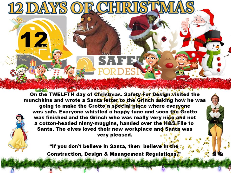 SafetyFor3's tweet photo. On the 12th Day of Christmas..
#principalcontractor #safetyfordesign #cdm2015 #sfd #cdm15 https://t.co/bb4y9O15Zc