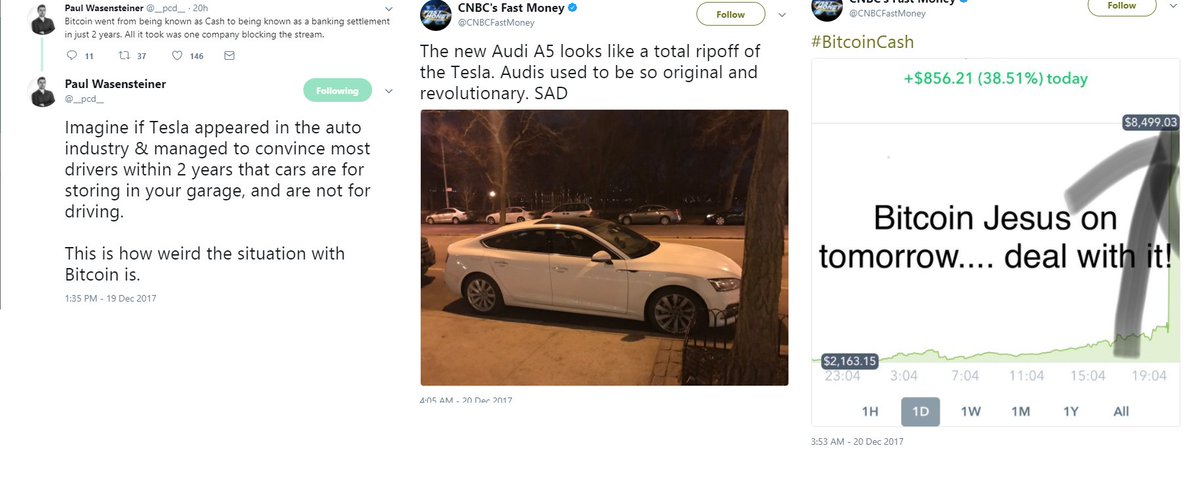 WhalePanda's tweet image. Paul loves to talk about Bitcoin, BCash and cars. His wife works for CNBC and as marketing manager has control over certain Twitter accounts. So what happens when Someone who is executive director of the Bitcoin Cash fund, takes over control of @CNBCFastMoney twitter account?