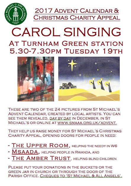 Thank you to everyone who sang #carols or gave money at Turnham Green tube station last night. We raised £971.79 for our #Christmas  #Charity Appeal in aid of <a href="/theambertrust/">The Amber Trust</a> <a href="/UpperRoomOrg/">The Upper Room</a> <a href="/MsaadaCharity/">彼岸爿</a>. @c_of_e #Chiswick smaaa.org.uk/advent/message… #GodWithUs