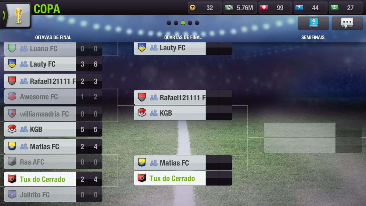TuxDoCerrado's tweet photo. O @TuxDoCerrado está nas quartas de final da Copa! Vencemos o jogo da volta por 0x4 e o placar agregado ficou por 6x0. Vamos tentar reforçar o time até o próximo duelo para buscar a vitória com mais tranquilidade. #TopEleven https://t.co/ihtV5ZzzTB
