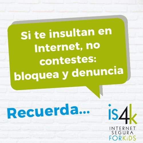 is4k's tweet photo. Si te insultan en Internet, no contestes: bloquea y denuncia #consejo4kids https://t.co/GMYXYCxkaZ