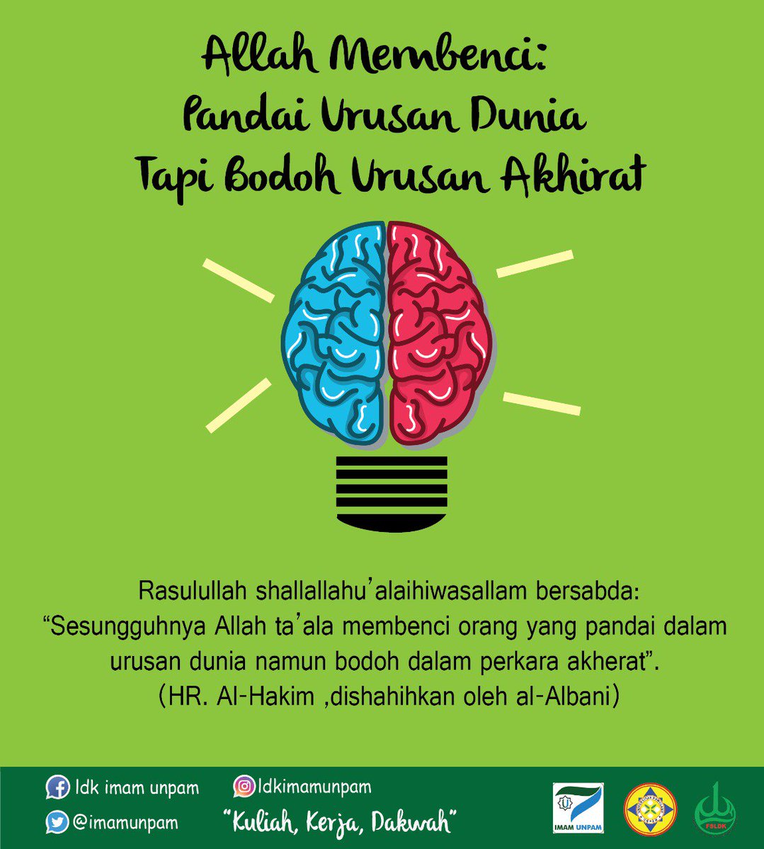 imamunpam's tweet photo. Allah Membenci: Pandai Urusan Dunia Tapi Bodoh Urusan Akhirat https://t.co/ISJjlvN6ZR