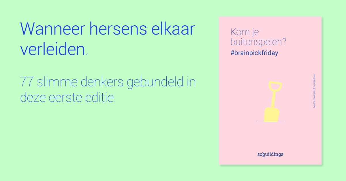 brainpickfriday's tweet photo. Brainpickfriday in een boek: Over wat er gebeurt als je gaat buitenspelen. #innovatie #vastgoed #brainpickfriday #buitenspelen Nu te bestellen via:
https://t.co/GGG8ChGicy https://t.co/Bb473HJOAZ
