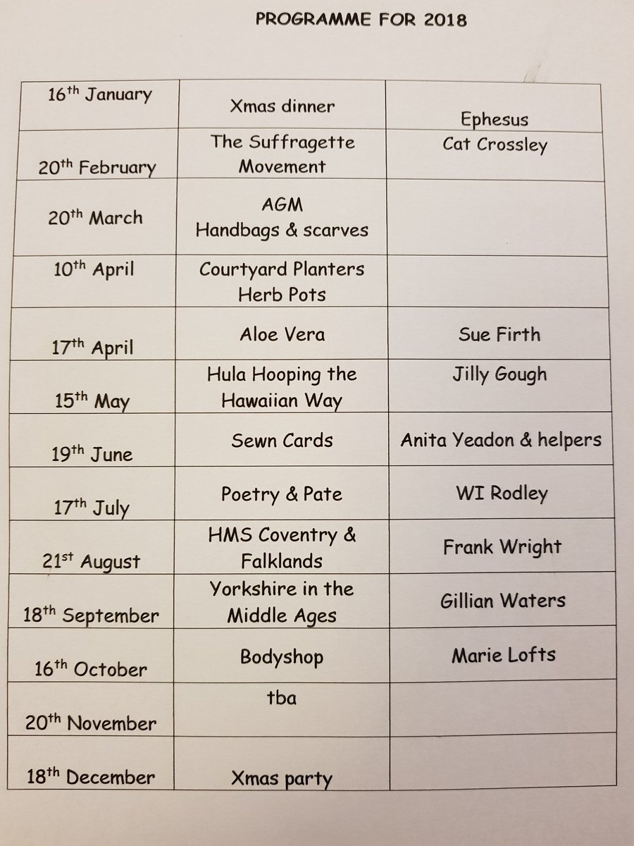 Our programme for 2018! @WYFWI