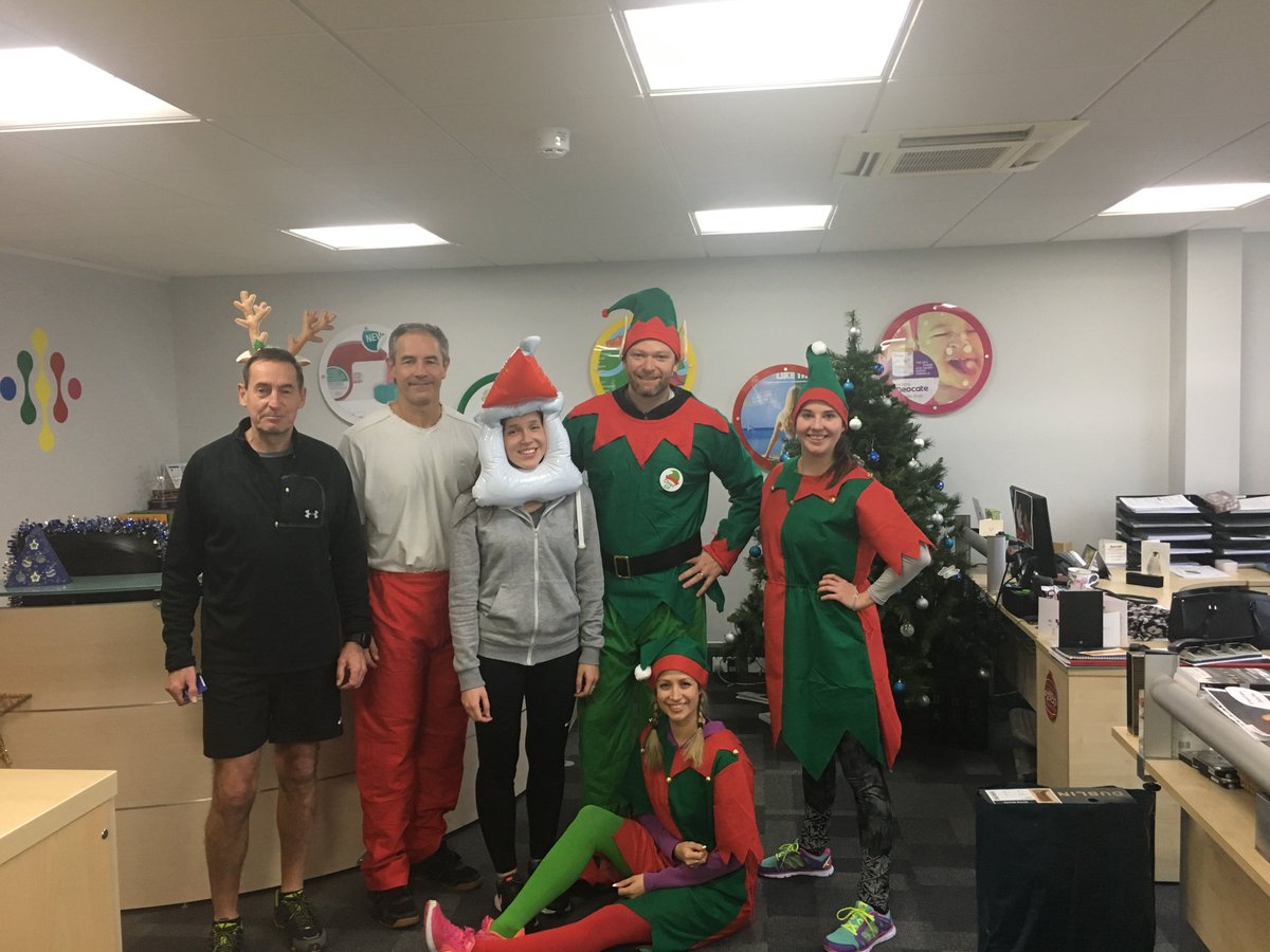 CyanGroupLtd's tweet photo. #elfday @CyanGroupLtd. Here are some before &amp; after shots of the gang. Thanks to all the kind words &amp; support. Special thanks to the guys @factuk for joining us! £365 raised for @alzheimerssoc so far &amp; there is still time to donate https://t.co/o4p1kSif0X. https://t.co/Nz2ztRN9ye