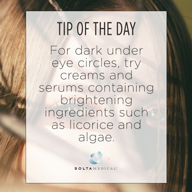 thermage's tweet photo. TIP: For dark under eye circles, try creams and serums containing brightening ingredients such as licorice and algae. https://t.co/cHcDzLONkD