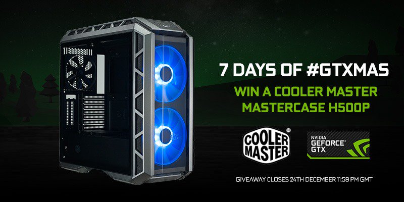 #GTXmas Day 6!

Win this beautiful Cooler Master MasterCase H500P PC Case with RGB lighting!

To enter: 
➡️Follow: <a href="/CoolerMasterUK/">Cooler Master UK</a>
➡️Follow: <a href="/NVIDIAGeForceUK/">NVIDIA GeForce UK</a>
➡️RT this tweet 💚