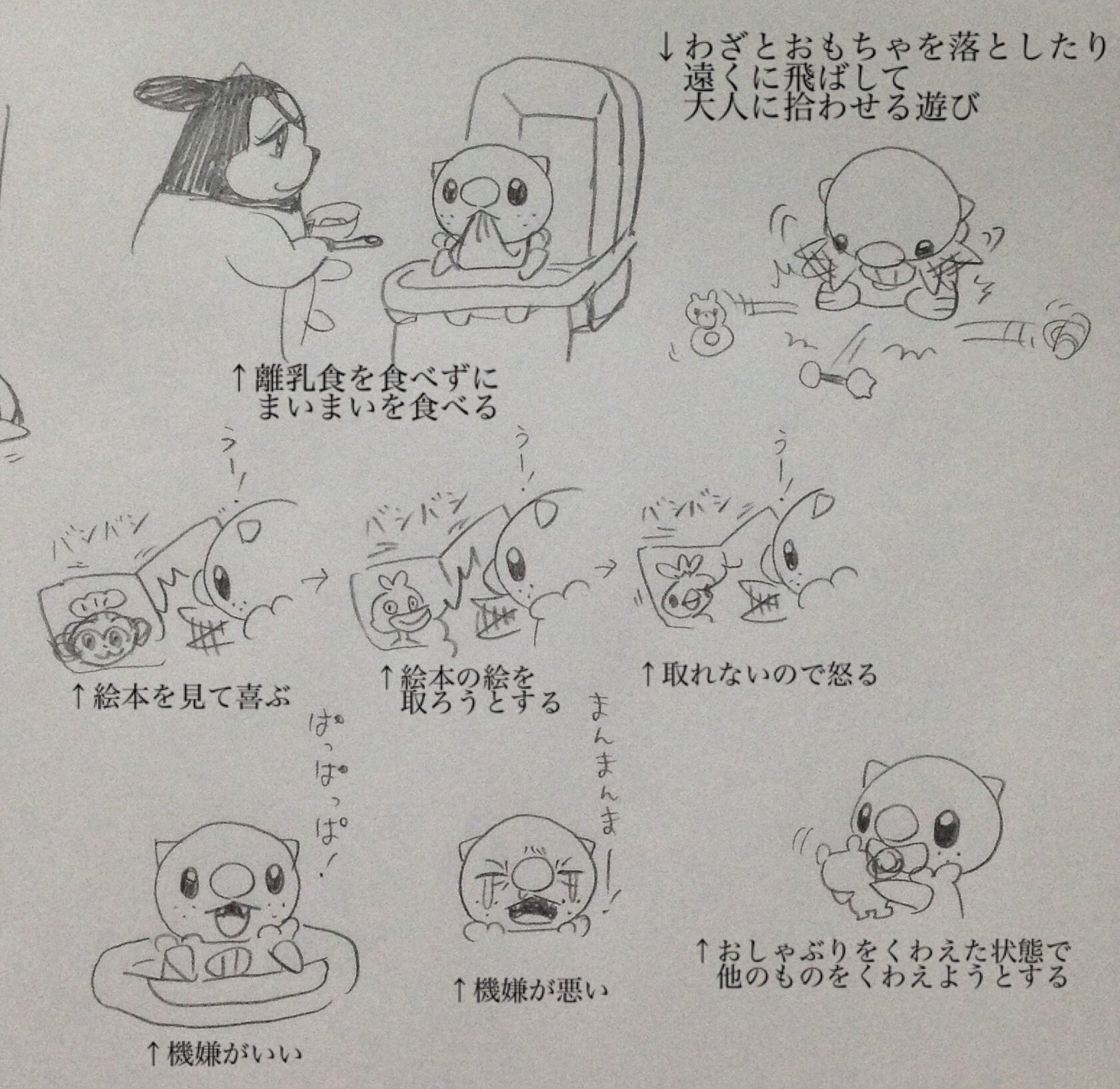 あおい 生後7ヶ月の娘の様子 をミジュマルで表したもの あおい 生後7ヶ月の娘の様子 をミジュマルで表したもの