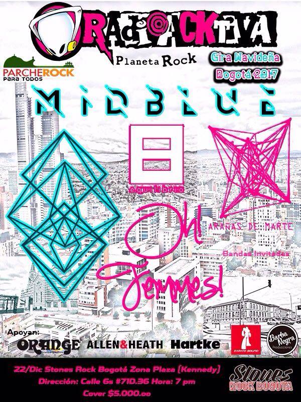 Losequilibrio's tweet photo. Seguimos Trabajando duro para la gira navideña que llega @stonesbogota  junto a @aracnasdemarte @OhFemmes y @midbluecol @Losequilibrio #NavidadRock con @Radioacktiva_ jo @ParcheRock https://t.co/qmK8hcqiGM