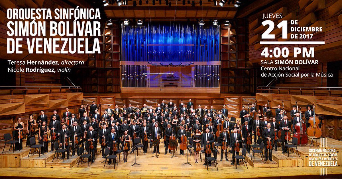 Jueves 21/12 - 4:00pm en el <a href="/cnaspm/">CNASPM</a> OSSBV @bolivarsymphony bajo la batuta de la Mtra. <a href="/THernandezV/">Teresa Hernandez Vega</a> Toccata Sinfónica Nº 1 de Juan C. Núñez, Concierto para violín y orq. de #Tchaikovsky sol: Nicole Rodriguez, Sinfonía Nº 4 de #Brahms ENTRADA LIBRE #CicloBrahms #Caracas #Venezuela