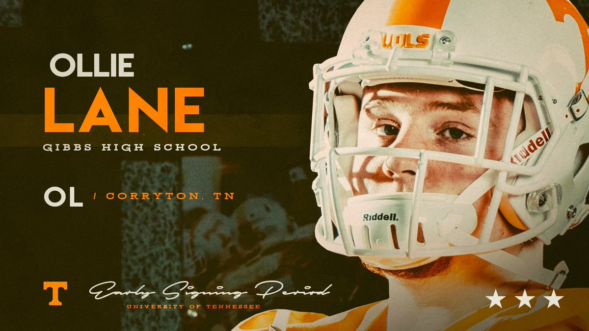 Vol_Football's tweet photo. #TheNextVolunteer 🍊🏈⬇️

Ollie Lane / @gibbseagles78
➡️ Offensive Lineman
📍Corryton, TN
📈 6-5 / 285
🏅 2x District 2-5A Offensive Lineman of the Year https://t.co/2uKUazmzPy