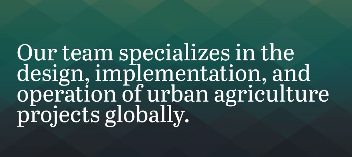 Considering starting an #urbanfarm, #verticalfarm, or hydroponic #greenhouse in 2018? Talk to the interdisciplinary, tech agnostic, and globally active consultants at <a href="/teamagritecture/">Agritecture Consults</a> first!
Some past clients: <a href="/squarerootsgrow/">Square Roots Indoor Farms</a> <a href="/FarmDotOne/">Farm . One</a> <a href="/skyvegetables/">Sky Vegetables, Inc.</a> 
agritecture.consulting