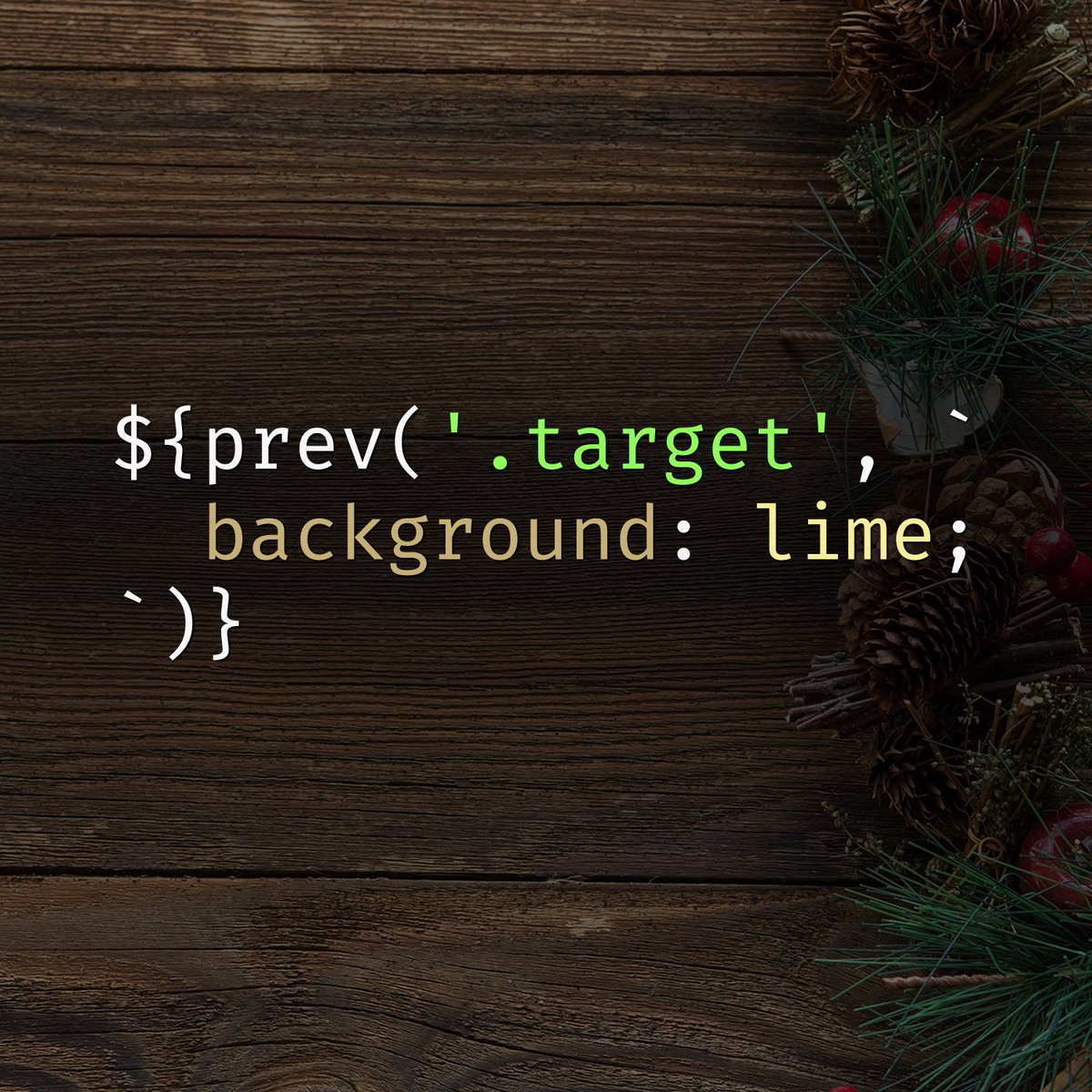 innovati's tweet image. Day 20/25 💚 Select the element directly preceding another element
with Prev Selector Mixin

- plugin: github.com/tomhodgins/rep…
- demo: codepen.io/tomhodgins/pen…

#merryCSSmas #css #prev #selector #jsincss