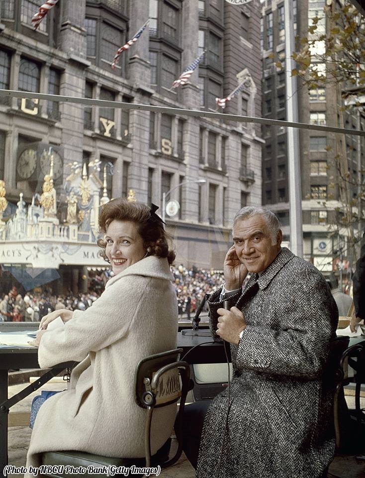 HistoryInPics's tweet photo. Betty White and Lorne Greene hosting the 1965 Macy's Thanksgiving Day Parade. Happy Thanksgiving everyone! https://t.co/yiXQMFy9WF