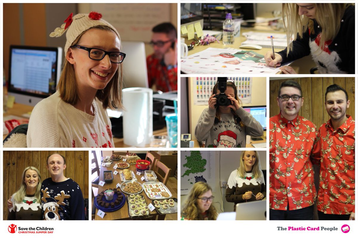 plasticcardppl's tweet photo. A huge thanks to all of our lovely staff for putting on their Christmas attire and fund raising for @savethechildrenuk’s Christmas Jumper Day on Friday! #SaveTheChildren #christmasjumperday2017 https://t.co/Iuuo4OSnMM
