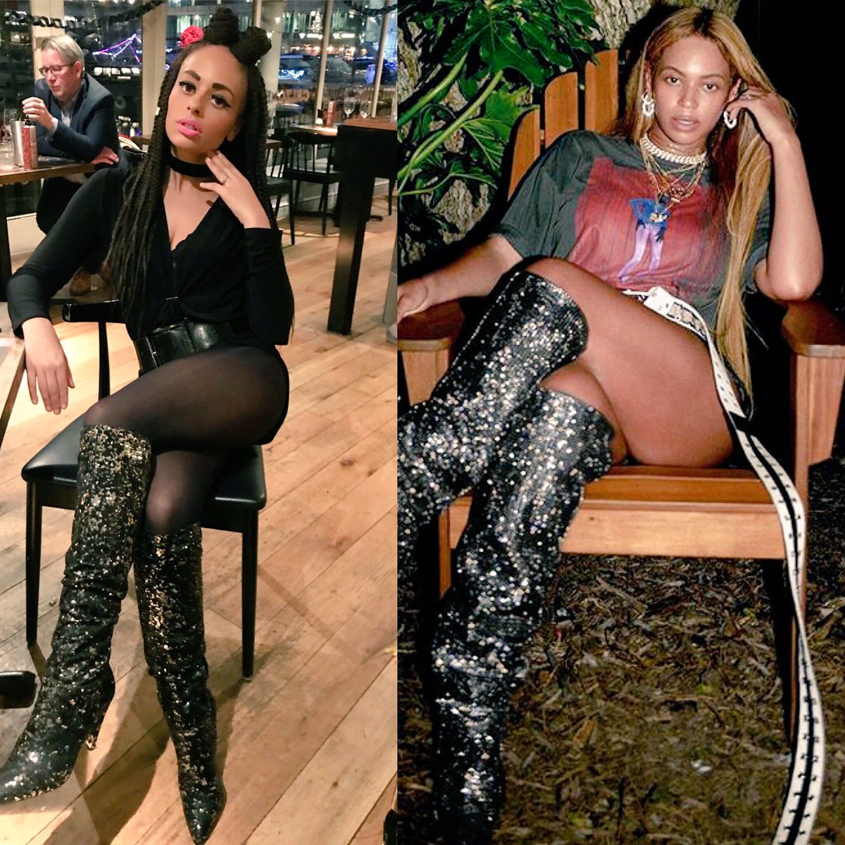 adizadiva7's tweet photo. B stole my look π #qweenb #yonce #BootsNAll #Beyonce @Beyonce #SleighingChristmas https://t.co/ONjwBrCr9i