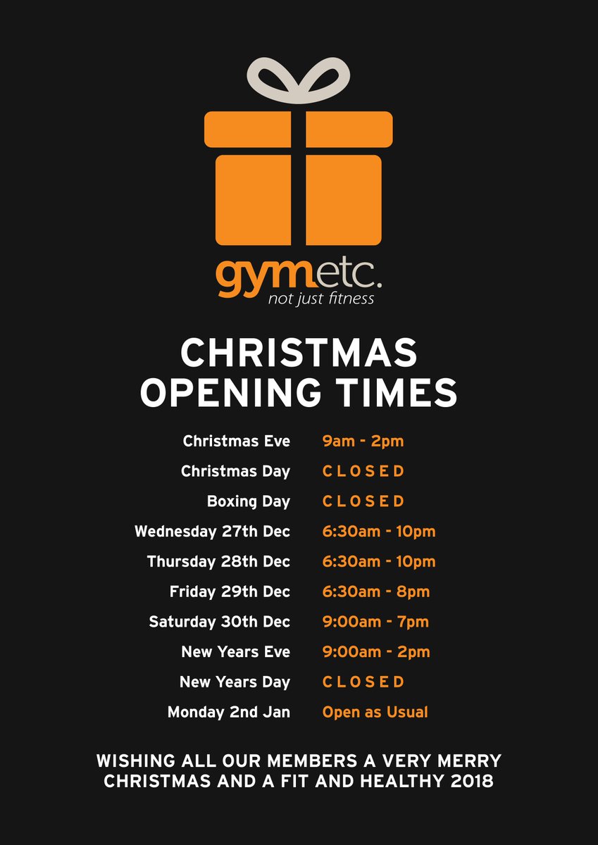 gymetcorrell's tweet photo. Christmas Opening Hours! https://t.co/sfWgfMEaWQ