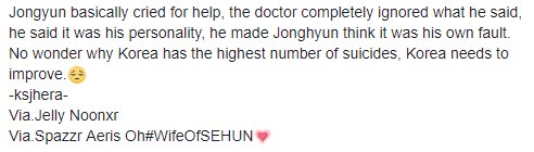 berrybaekyoong's tweet photo. Yeah. 

Jonghyun said so in his suicide letter...

It wasn't his fault.

You did well Jonghyun. https://t.co/QkhDPPZRHO