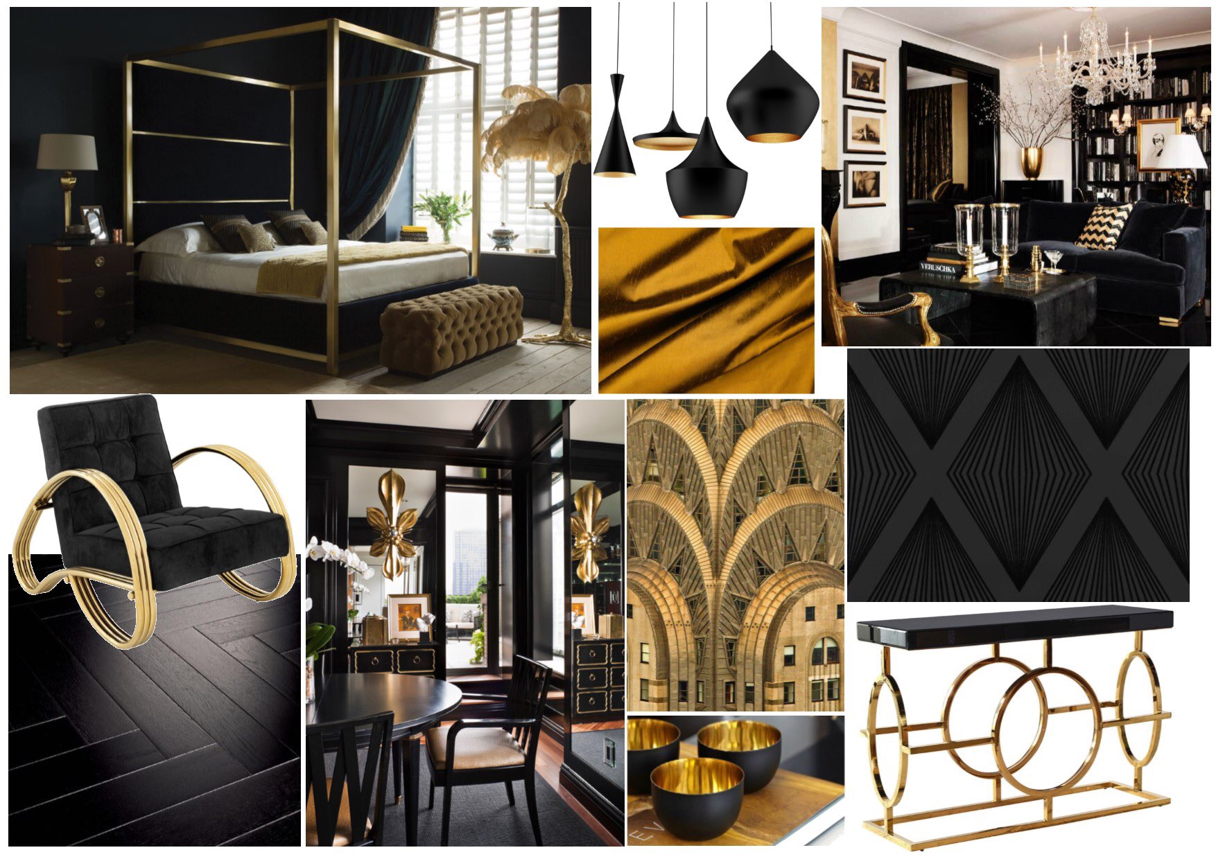 Black And Gold Interior Design Board Savannah Leopard Palm Tree